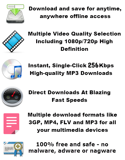 Features support mp3 and 1080p full-hd youtube video downloads